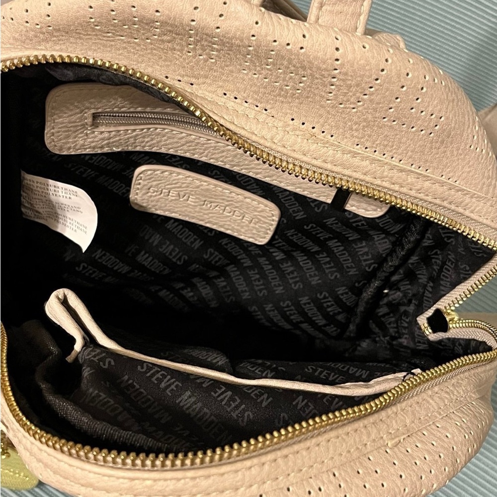 Cream Perforated Backpack - Picture 4 of 5